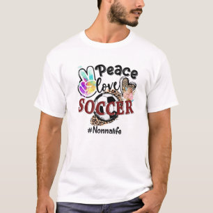 Camiseta Futebol do Peace Love Nonna Life Mãe Avó Leopardo