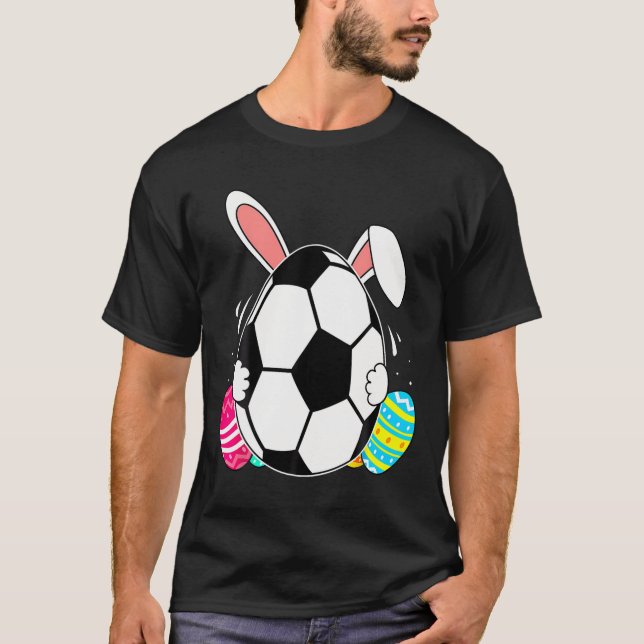 Camiseta Futebol Engraçado com Orelhas de Coelho Dia de Pás (Frente)