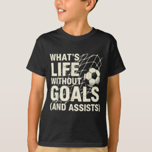 Camiseta Futebol Engraçado Qual é a Vida Sem Metas Jogador