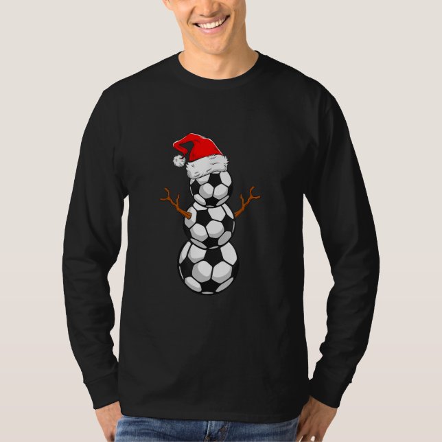 Camiseta Futebol engraçado Snowman Boys Mens Futebol Natal (Frente)