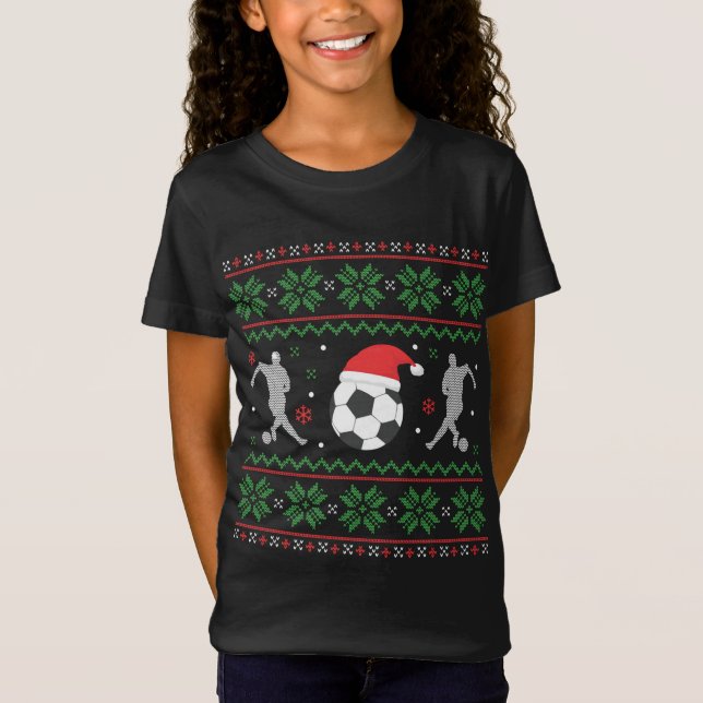 Camiseta Futebol Feio de Natal Doce Engraçado Futebol Xmas (Frente)