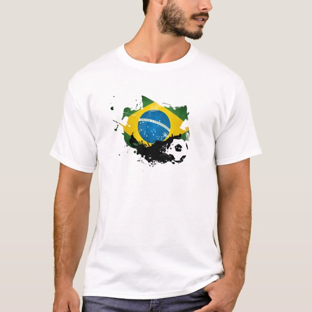 Camiseta Futebol/futebol do tshirt de Brasil (Frente)