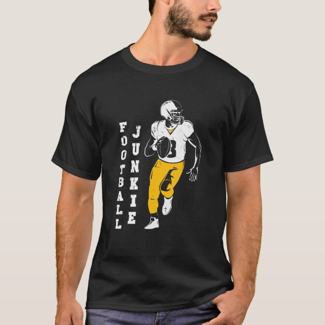 Camiseta Futebol Junkie Linebacker Mulheres Homens (Frente)