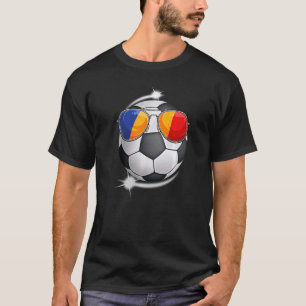 Camiseta Futebol romeno Ventilador Sunglass Soccer romeno