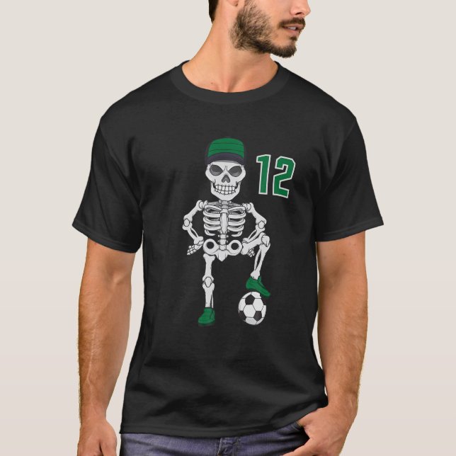 Camiseta Futebol Skeleton Jersey Número 12 Equipe Presente (Frente)