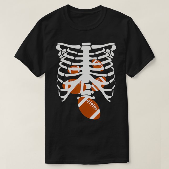 Camiseta Futebol Skeleton Rib Cage XRay Spooky Halloween C (Frente do Design)