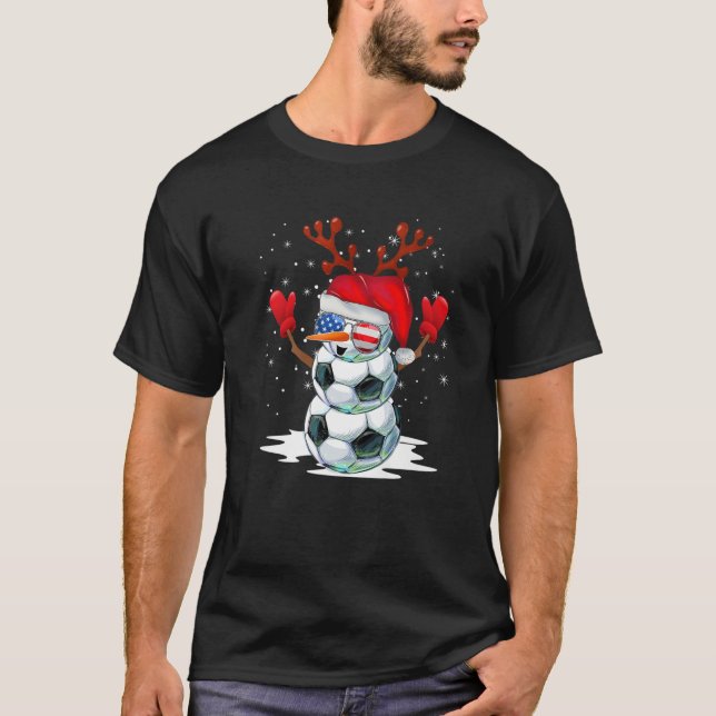 Camiseta Futebol Snowman Natal Pijamas Santa Hat Sunglas (Frente)