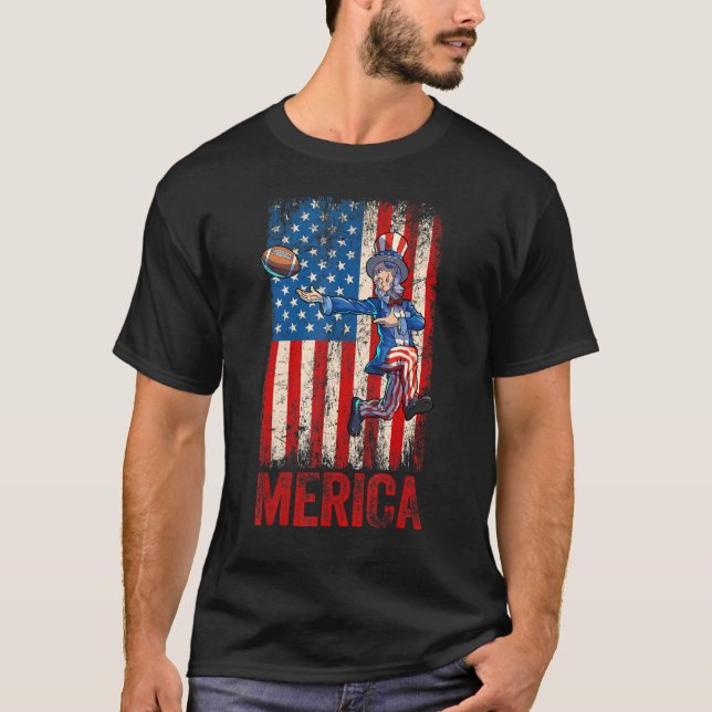 Camiseta Futebol Tio Sam 4 de julho Meninos Homens American (Frente)