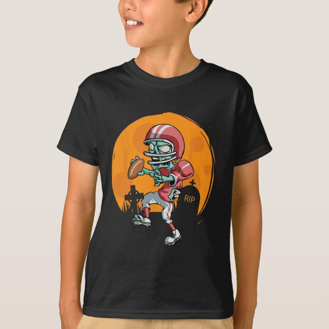 Camiseta Futebol Zombie Jogador de Futebol do Dia das Bruxa (Frente)