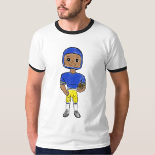 Camiseta futebolista retrô vintage azul amarelo simples  