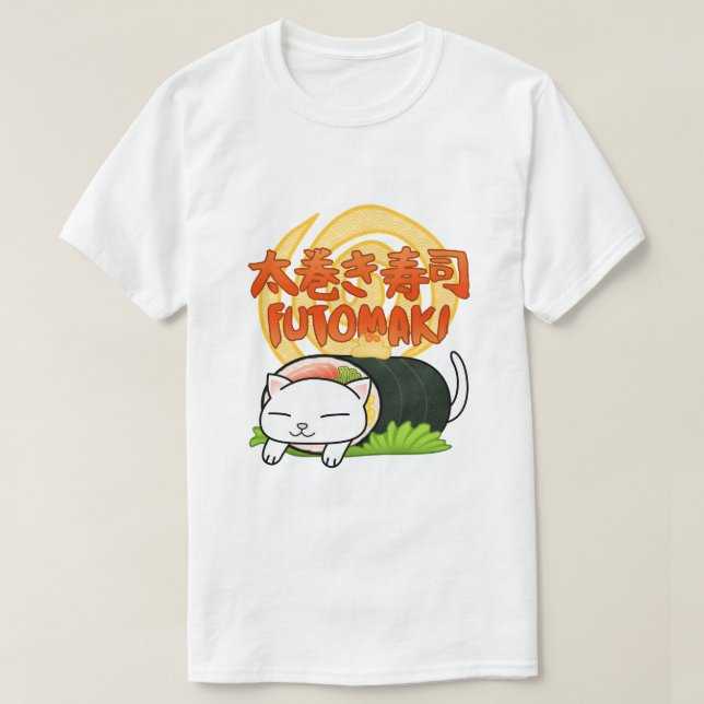 Camiseta Futomaki Sushi Cat (Frente do Design)