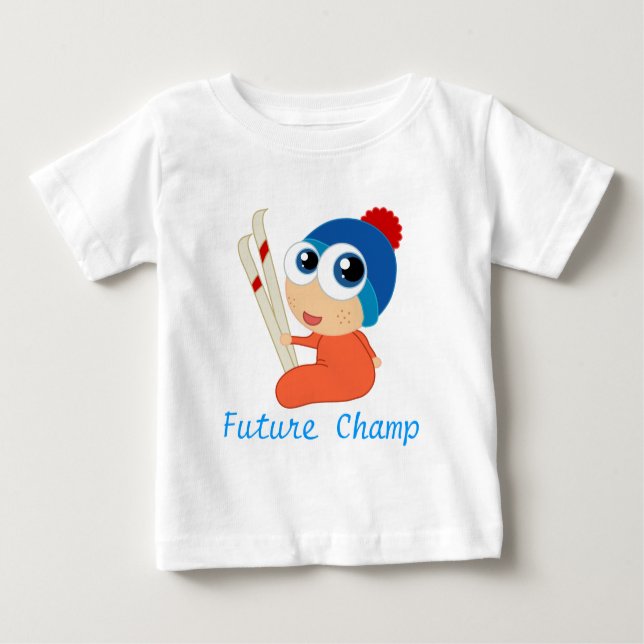 Camiseta futura do bebê do campeão do esqui (Frente)