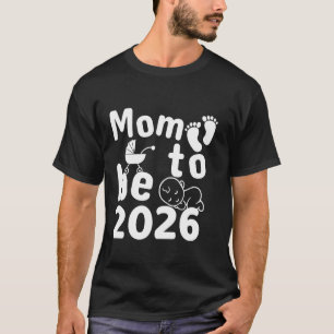 Camiseta Futura Mamãe 2026 Pegadas de Bebê no Carrinho