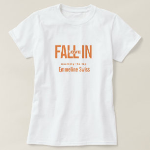 Camiseta Futura Mamãe Outono Apaixonada Chuveiro de Bebê Pe