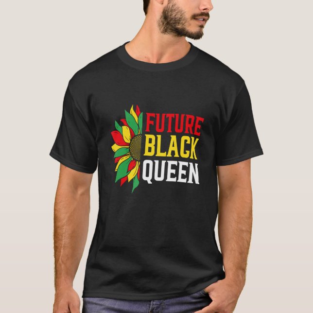 Camiseta Futura Rainha Negra Flores Orgulhosas Melanina Afr (Frente)