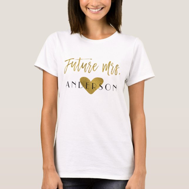 Camiseta Futura Sra. Gold Foil e White com Coração (Frente)