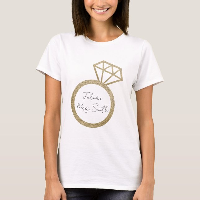 Camiseta Futura Sra. Noivado Ring Bride-to-Be T-Shirt (Frente)