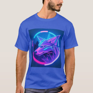 Camiseta Futuralista Neon Wolf Face em Arte Geométrica
