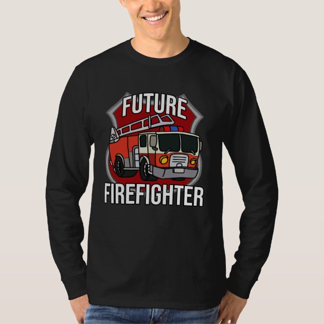 Camiseta Future Firefighter Fireman Fire Truck Car Kids Boy (Frente)