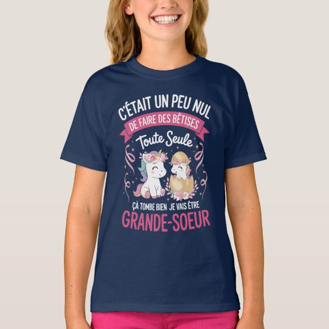 Camiseta Future Grande Soeur Bêtises Idée Cadeau Annonce (Frente)
