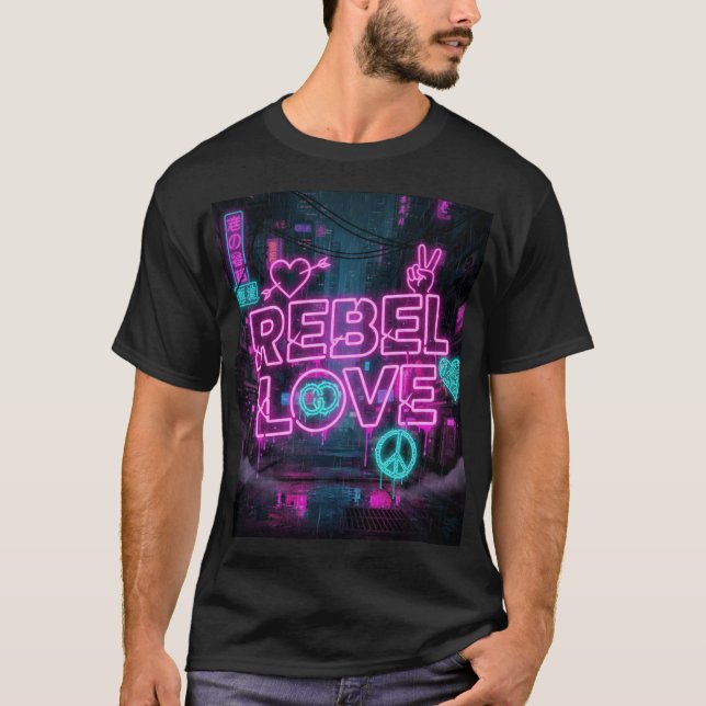 Camiseta Future Love Riot – Neon Romance Street Art (Frente)