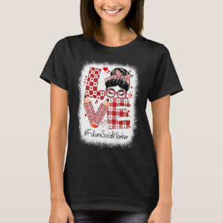 Camiseta Future Social Worker Love Messy Bun Valentine's Ap