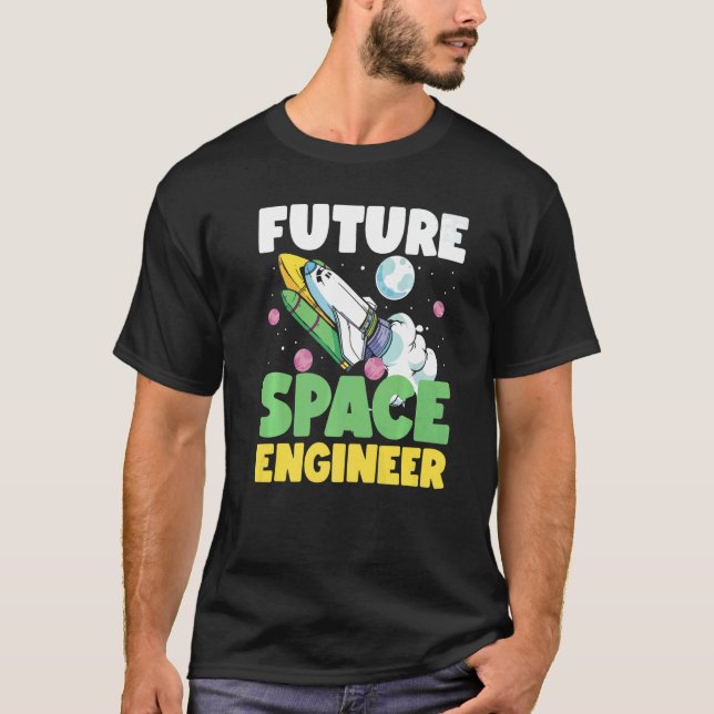 Camiseta Future Space Engineer Rocket In Galaxy (Frente)