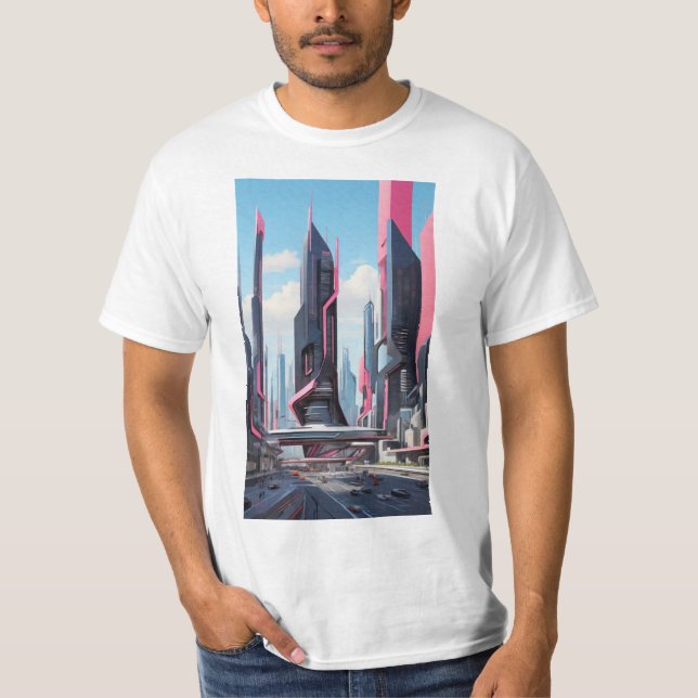 Camiseta Futurismo do Vale do Silício: Arte de paisagem Abs (Frente)