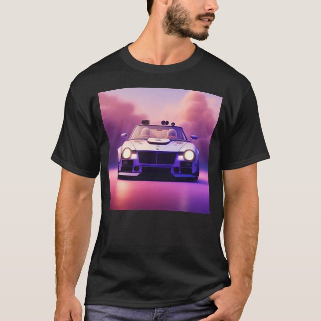 Camiseta Futuristic Classic Sports Car Cyberpunk Cool Race  (Frente)