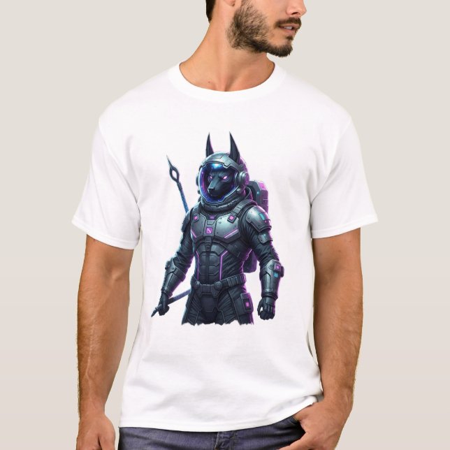Camiseta Futuristic Cyberpunk Warrior Sci-Fi Graphic T-Shir (Frente)