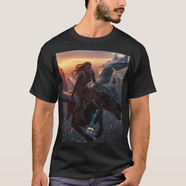 Camiseta Futuristic Dragon Knight Artwork (Frente)