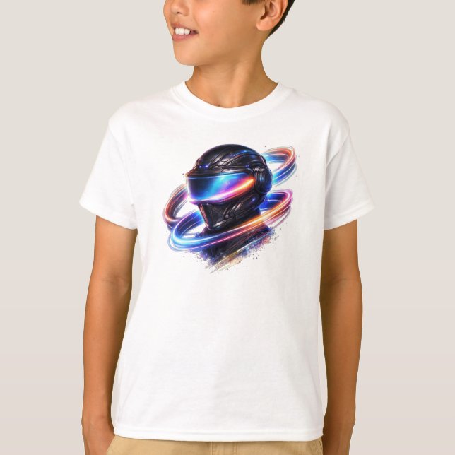 Camiseta Futuristic Neon Visor Helmet (Frente)