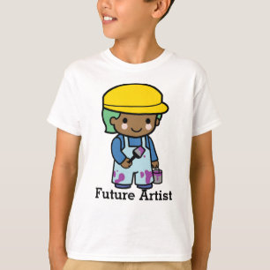 Camiseta Futuro Artista em macacões e tinta roxa