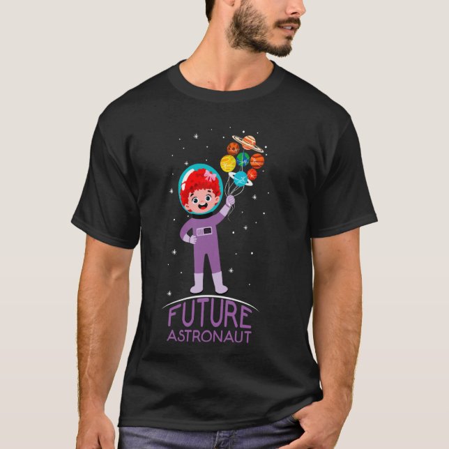 Camiseta Futuro Astronauta Com Planetas Citação Divertida P (Frente)