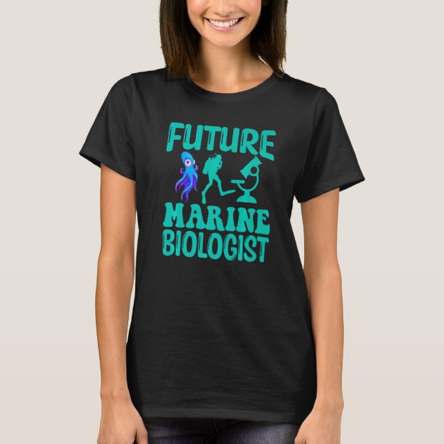 Camiseta Futuro Biólogo Marinho Estudante de Biologia da Vi (Frente)