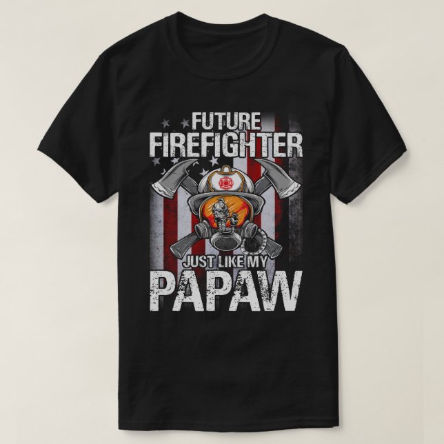 Camiseta Futuro Bombeiro Como Meu PAPARELHO Bandeira dos EU (Frente do Design)