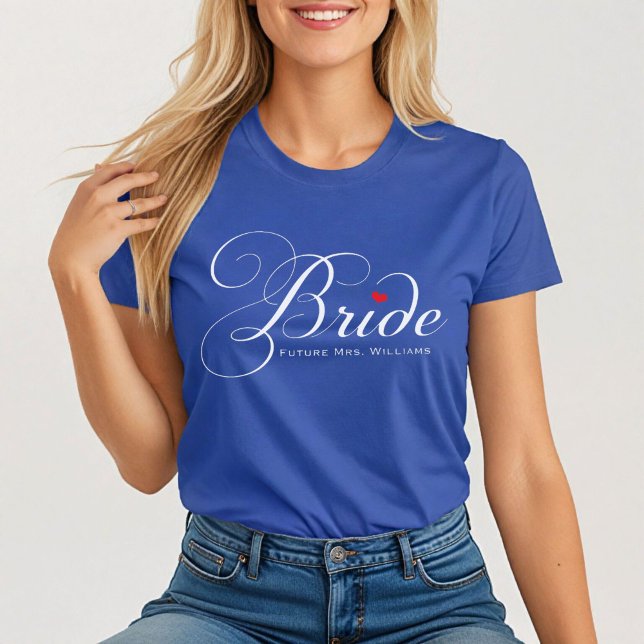 Camiseta Futuro Casamento de Script Personalizado Azul da S (Criador carregado)