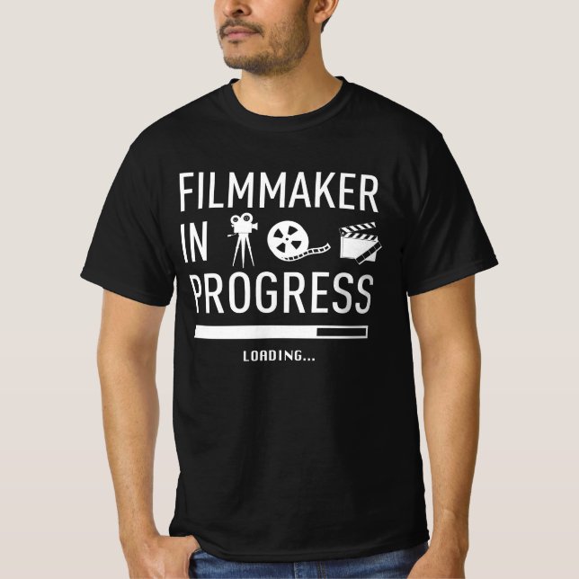 Camiseta Futuro cineasta em Andamento - Estudante de Cinema (Frente)