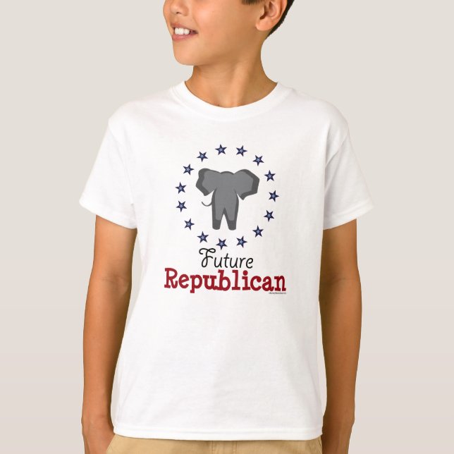 Camiseta Futuro Elefante Republicano Crianças Ringer T shir (Frente)