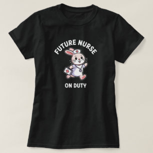 Camiseta Futuro Enfermeiro De Serviço Coelho Fofo Gráfico