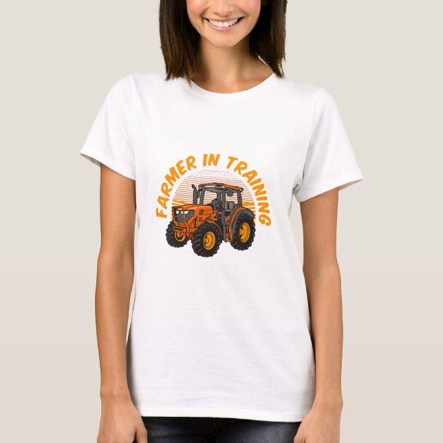 Camiseta Futuro Engraçado Farmador Na Formação Da Agricultu (Frente)