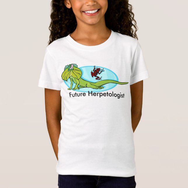 Camiseta Futuro herpetólogo com lagarto de pescoço Friado (Frente)