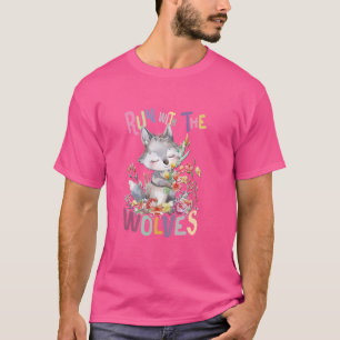 Camiseta futuro lobo alfa com lobos giros e flores