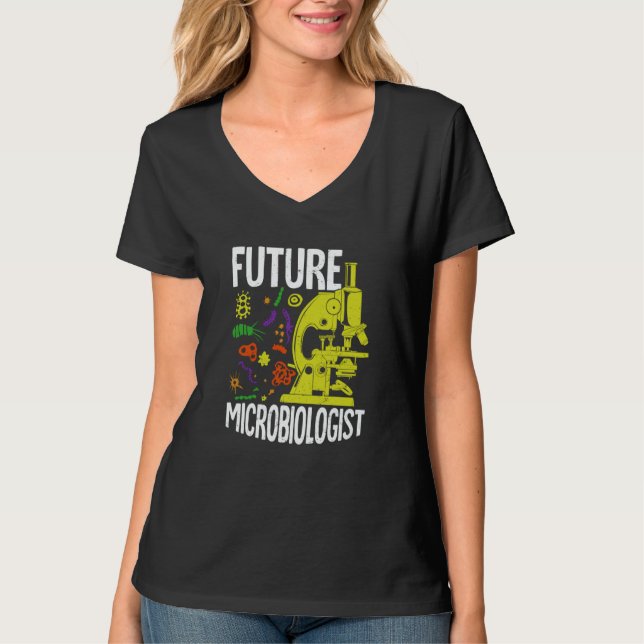 Camiseta Futuro Microbiologista para um Estudante de Microb (Frente)