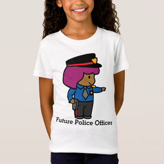 Camiseta Futuro Oficial de Polícia de Menina Caçada (Frente)