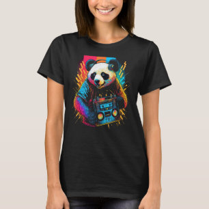 Camiseta Futuro Panda Dj Retro Partido Panda Dj Synthwave