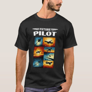 Camiseta Futuro Piloto Avião Avião Meninos Meninas Criança