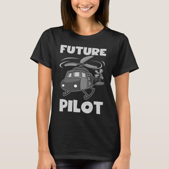 Camiseta Futuro Piloto Helicóptero Cute Meninas Crianças (Frente)