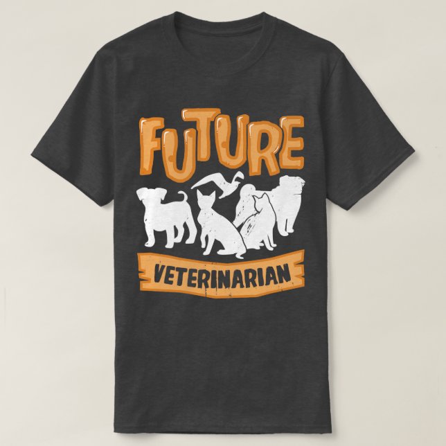 Camiseta Futuro Presente de Estudante da Escola Veterinária (Frente do Design)