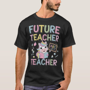 Camiseta Futuro Professor Fofo Unicórnio com Quadro ABC